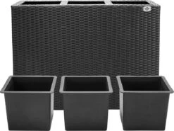 Casaria Staande Plantenbak – Met Waterafvoer 83x30,5x60cm - Zwart -Tuingereedschap Serie Winkel 1200x900 109