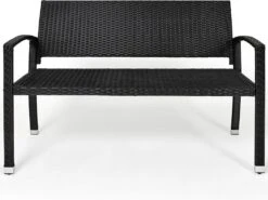 Casaria Polyrattan Tuinbank – 2 Zits UV-bestendig - Zwart -Tuingereedschap Serie Winkel 1200x901 8