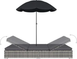 Prolenta Premium - Loungebed Met Parasol Poly Rattan Grijs -Tuingereedschap Serie Winkel 1200x927 2