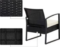 Songmics Tuinmeubelset, 3-delige Set, Van Polyrotan, Voor Outdoor, Terras, Balkon, Tuin, Eenvoudige Montage, Bijzettafel En 2 Stoelen, Zwart-beige -Tuingereedschap Serie Winkel 1200x929 3