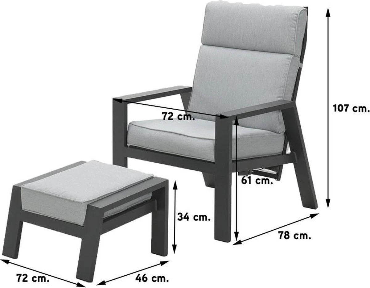 Garden Impressions Max Verstelbare Stoel + Voetenbank 11 Garden Impressions Max Verstelbare Stoel + Voetenbank - Afbeelding 9