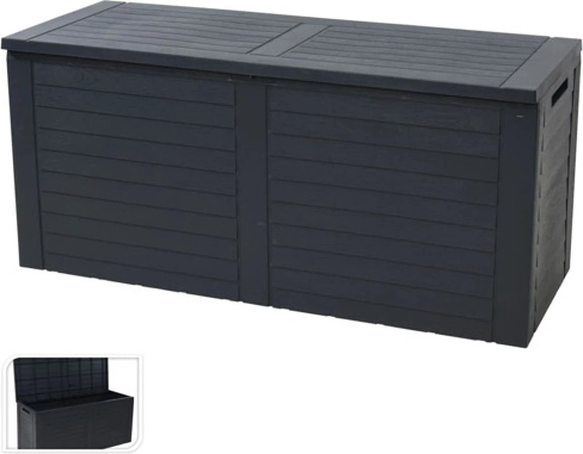 KOOPMAN Kussenbox - Tuinkist - Opslagbox - 240 Liter - Met Verzonken Handgrepen - 115x45x53CM - Zwart 3 KOOPMAN Kussenbox - Tuinkist - Opslagbox - 240 Liter - Met Verzonken Handgrepen - 115x45x53CM - Zwart