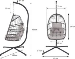 Pro Garden Lowander Hangstoel Egg 191x126x126- Schommelstoel Met Rattan Cocoon En Robuust Stalen Standaard Incl. Kussens - Volledig Inklapbaar - Lichtgrijs 27 Pro Garden Lowander Hangstoel Egg 191x126x126- Schommelstoel Met Rattan Cocoon En Robuust Stalen Standaard Incl. Kussens - Volledig Inklapbaar - Lichtgrijs -Tuingereedschap Serie Winkel 1200x943 2