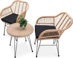 Casaria Tuinset Bali 3 Delig – 1 Tafel/2 Stoelen – Naturel Zwart -Tuingereedschap Serie Winkel 1200x948 3