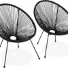 Set Van 2 Design Stoelen Ei-vormig - Acapulco Zwart - Stoelen 4 Poten Retro Design, Plastic Koorden, Binnen/buiten -Tuingereedschap Serie Winkel 1200x950