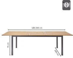 NATERIAL - Uitschuifbare Tuintafel ORIS - Uitschuifbare Tafel Voor 6 Tot 8 Personen - 180-240x100 Cm - Aluminium - Hout Eucalyptus -Tuingereedschap Serie Winkel 1200x958 2
