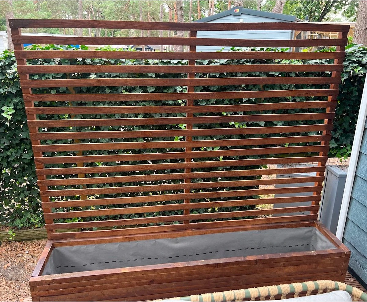 AMISHOUT - Plantenbak Met Klimrek 200x40x40 (180) Cm - Bruin 4 AMISHOUT - Plantenbak Met Klimrek 200x40x40 (180) Cm - Bruin - Afbeelding 2