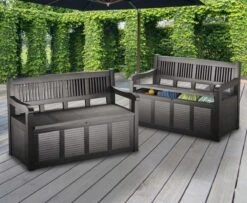 Merkloos Opbergbank Van Kunststof | 130 X 60 Cm | Antraciet -Tuingereedschap Serie Winkel 1200x988 1