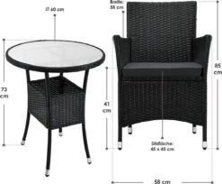 Polyrotan Balkonset - Bayamo - 3-delig - Zwart 18 Polyrotan Balkonset - Bayamo - 3-delig - Zwart -Tuingereedschap Serie Winkel 1200x993 3