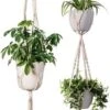 Plantenhanger Macrame Set Van 2 - Plantenhanger Met Ruimte Voor 3 Potten - Luxe Gevlochten Touw 100% Katoen - Duurzaam - Plantenbakken - Bloempotten - Macramé Stijl Hanger Voor Bloempotten - Hangpot - Fienosa -Tuingereedschap Serie Winkel 601x1200