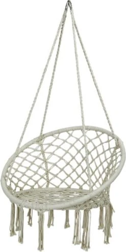 Macramé Hangstoel Beige - Beige Hangstoel - Hangstoel Touw - Hangstoel - Tot 110KG - Eenpersoons Hangstoel - Hang Stoel 1 Persoon - Hangstoel Voor Binnen - Hangstoel Zonder Standaard - Hangstoel Buiten -Tuingereedschap Serie Winkel 603x1200