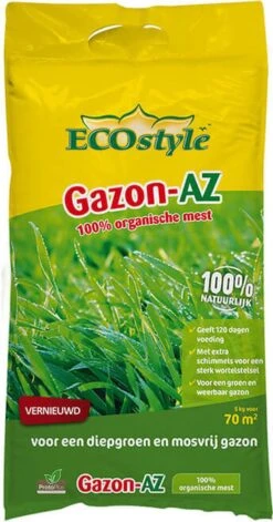ECOstyle Gazon AZ Organische Gazonmest – Voor Diepgroen En Sterk Gazon – Geeft Tot 120 Dagen Voeding – Werkt Tegen Mos - 30 M² - 2 KG -Tuingereedschap Serie Winkel 629x1200 1