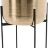 Merkloos Luxe Plantenpot/bloempot Goud Van 22 X 22 Cm Op Een Zwarte Metalen Standaard Met Een Hoogte Van 36 Cm -Tuingereedschap Serie Winkel 699x1200 2