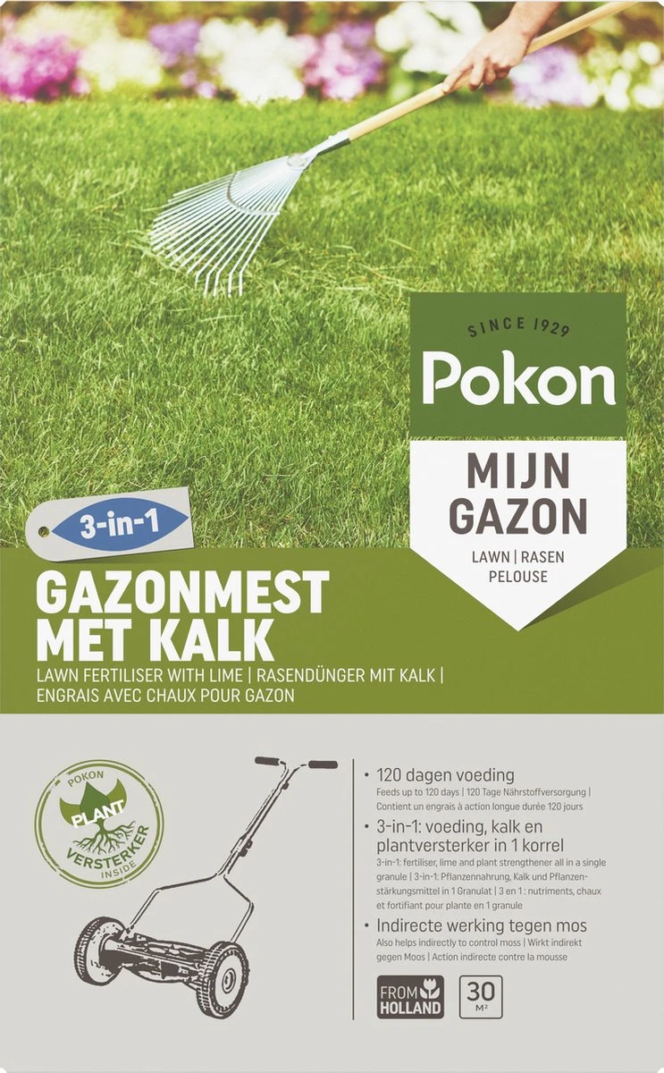 Pokon Gazonmest Met Kalk - 2kg - Mest - Geschikt Voor 30m² - 120 Dagen Voeding 2 Pokon Gazonmest Met Kalk - 2kg - Mest - Geschikt Voor 30m² - 120 Dagen Voeding