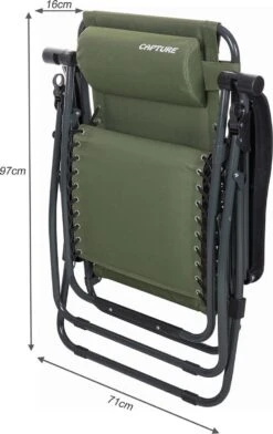 Capture Outdoor, Opklapbare Luxe Ligstoel "Relax RZ-1", Verstelbare Rugleuning, Luxe Armleuningen, Opgespannen Gevoerd Doek, Afneembaar Kussen, … -Tuingereedschap Serie Winkel 757x1200