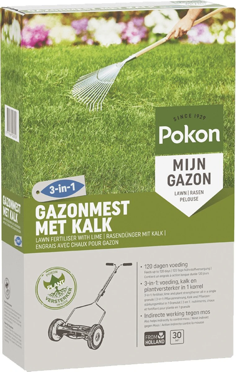 Pokon Gazonmest Met Kalk - 2kg - Mest - Geschikt Voor 30m² - 120 Dagen Voeding 9 Pokon Gazonmest Met Kalk - 2kg - Mest - Geschikt Voor 30m² - 120 Dagen Voeding - Afbeelding 8