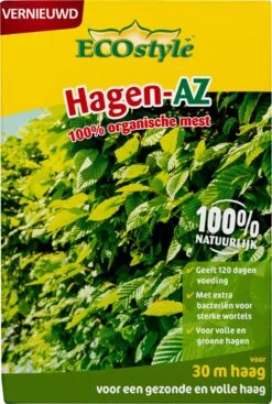ECOstyle Hagen-AZ Organische Haag Meststof - Tuinmest Voor Diepgroen Blad - Nieuwe & Bestaande Beplanting - 30 M Haag - 1,6 KG