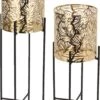 Set Van 2x Stuks Plantenpotten Goud Op Metalen Standaard 35 Cm En 45 Cm Hoogte -Tuingereedschap Serie Winkel 814x1200 4
