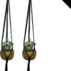 Merkloos Luxe Plantenhangers | Zwart | Set Van 2 Stuks | 100% Katoen | 100% Handgemaakt | Houten Ring | Macramé | Plantenpot Ophangen | Binnen & Buiten | Planten | TheOldOmen | -Tuingereedschap Serie Winkel 831x1200 1