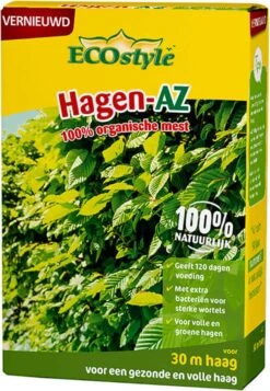 ECOstyle Hagen-AZ Organische Haag Meststof - Tuinmest Voor Diepgroen Blad - Nieuwe & Bestaande Beplanting - 30 M Haag - 1,6 KG -Tuingereedschap Serie Winkel 831x1200