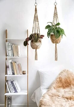 4 Stuks Luxe Jute Plantenhangers - Boho Handgeweven Katoen Hangpot Voor Binnen/Buiten - Hangende Bloempot Met Kralen - Macramé Touw/Koord Hangplant Houder - Bohemian Wandhanger Decoratie - Plant Hanger - Verticale Tuin Bloempothouder Planthanger -Tuingereedschap Serie Winkel 836x1200 1