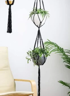 4 Stuks Luxe Macrame Plantenhangers - Boho Handgeweven Katoen Hangpot Voor Binnen/Buiten - Hangende Bloempot Met Kralen - Macramé Touw/Koord Hangplant Houder - Bohemian Wandhanger Decoratie - Plant Hanger - Verticale Tuin Bloempothouder Planthanger -Tuingereedschap Serie Winkel 880x1200 10