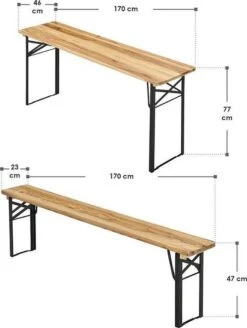 Merkloos Biertafelset / Bierbank - 3-delig - 170cm -Tuingereedschap Serie Winkel 905x1200 2