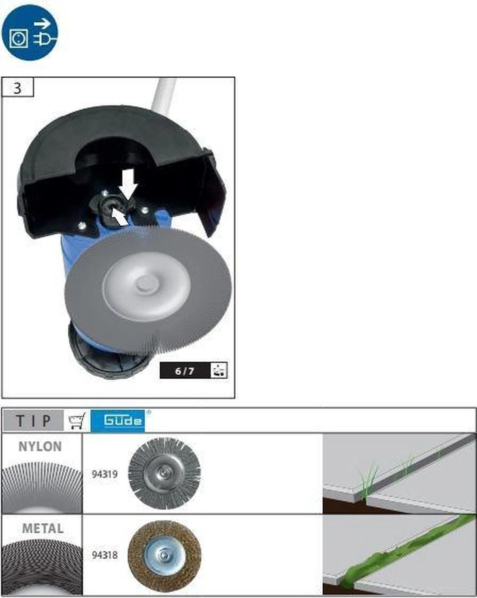 Güde Elektrische Onkruidborstel - Voegenreiniger - 400 Watt - GRF 401 9 Güde Elektrische Onkruidborstel - Voegenreiniger - 400 Watt - GRF 401 - Afbeelding 7