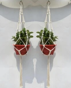 Merkloos Plantenhanger Macramé - Luxe Gevlochten Touw Katoen - 2 Stuks - Plantenpot Ophangen -Tuingereedschap Serie Winkel 975x1200 4