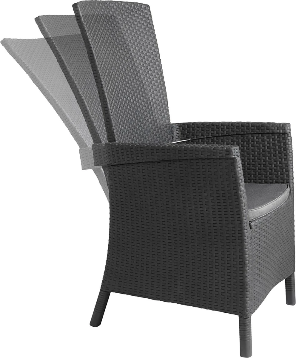 Allibert Vermont Verstelbare Tuinstoel - 64x68x107cm - Grafiet 7 Allibert Vermont Verstelbare Tuinstoel - 64x68x107cm - Grafiet - Afbeelding 5